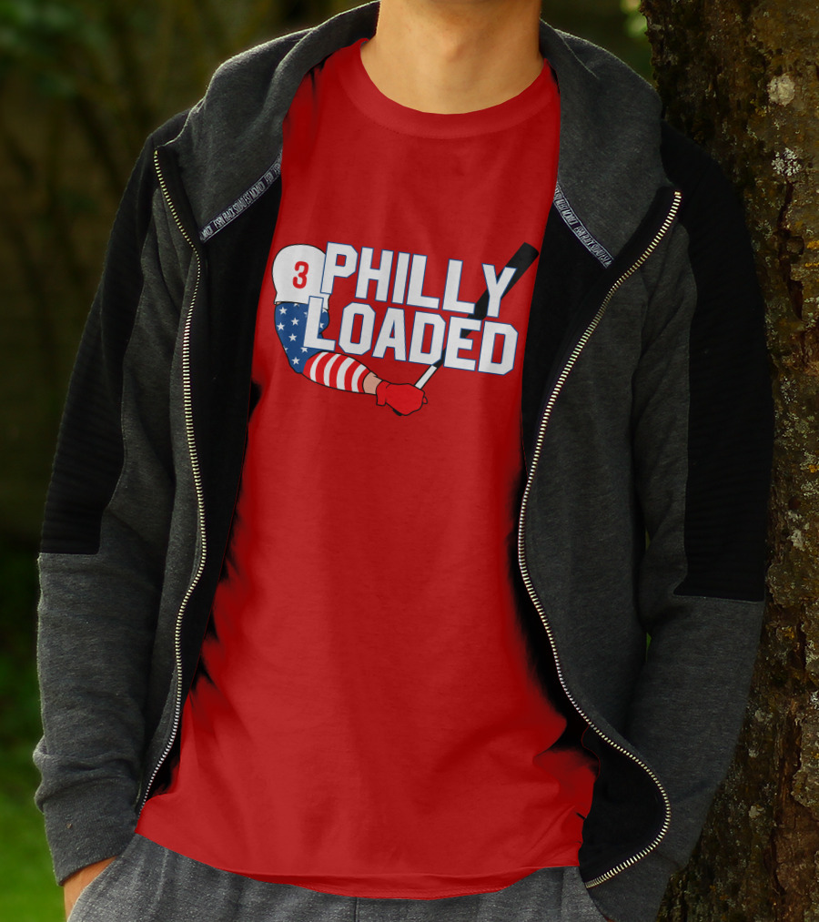 Philly Loaded Baseball American Flag Arm T-Shirt