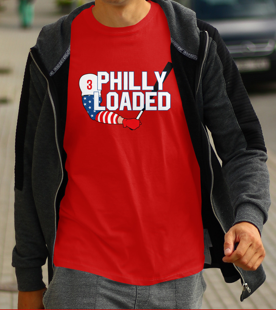 Philly Loaded Baseball American Flag Arm T-Shirt