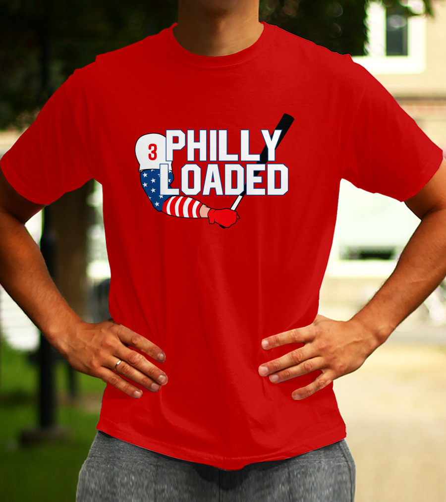 Philly Loaded Baseball American Flag Arm T-Shirt
