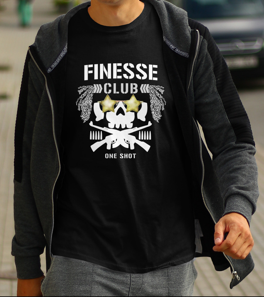 Finesse Club One Shot Skull Stars Logo NJPW1972 Chris Bey Merch T-Shirt