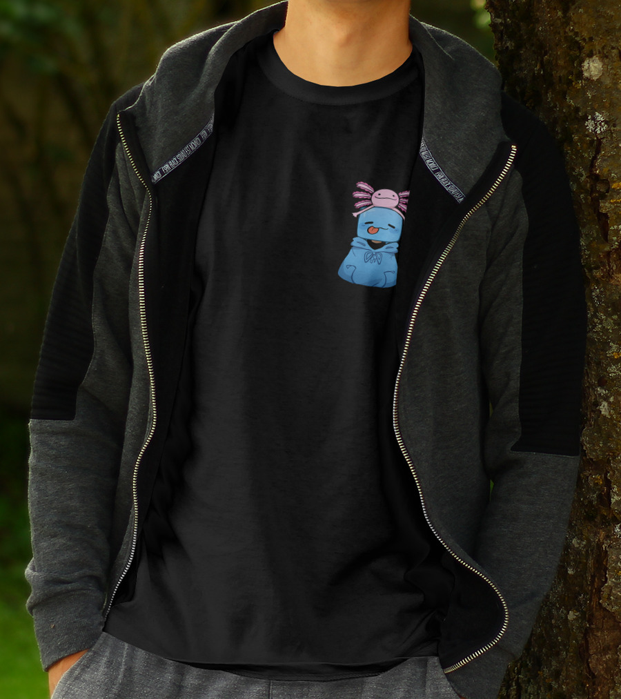 Skeppy Merch Skeppy Axolotl Cute Blue Hoodie With Pink Axolotl On Head T-Shirt