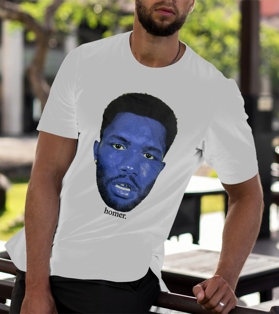 Frank Ocean Homer Bebe Boy Blue Face Typography T-Shirt