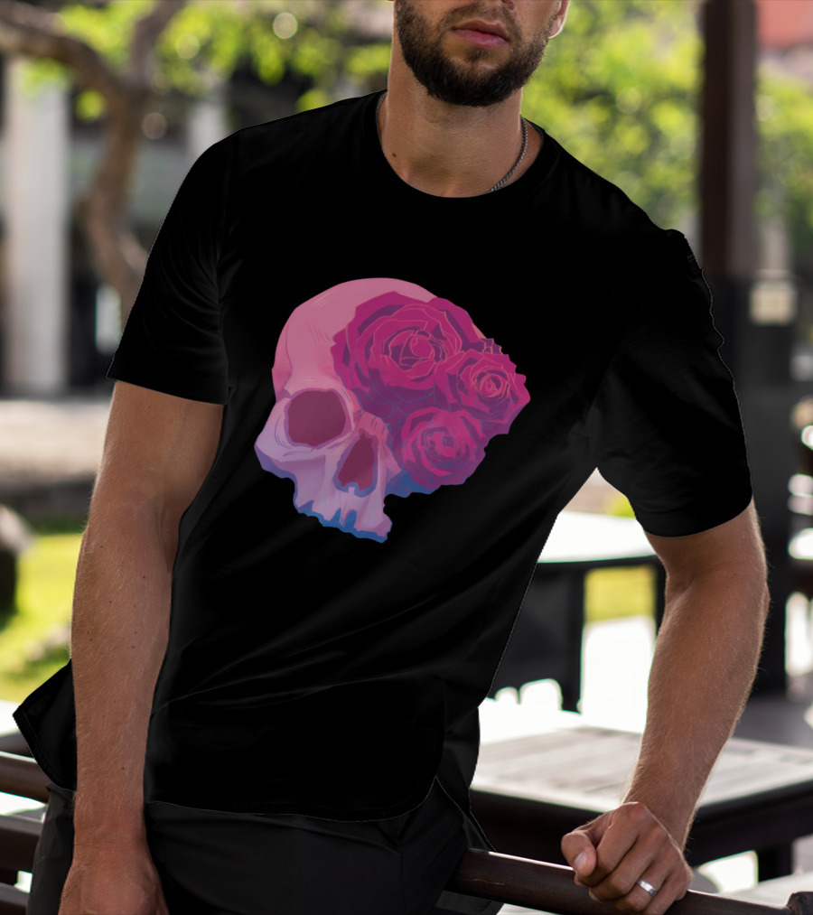 Taliesin Jaffe Pink Skull With Gothic Roses T-Shirt