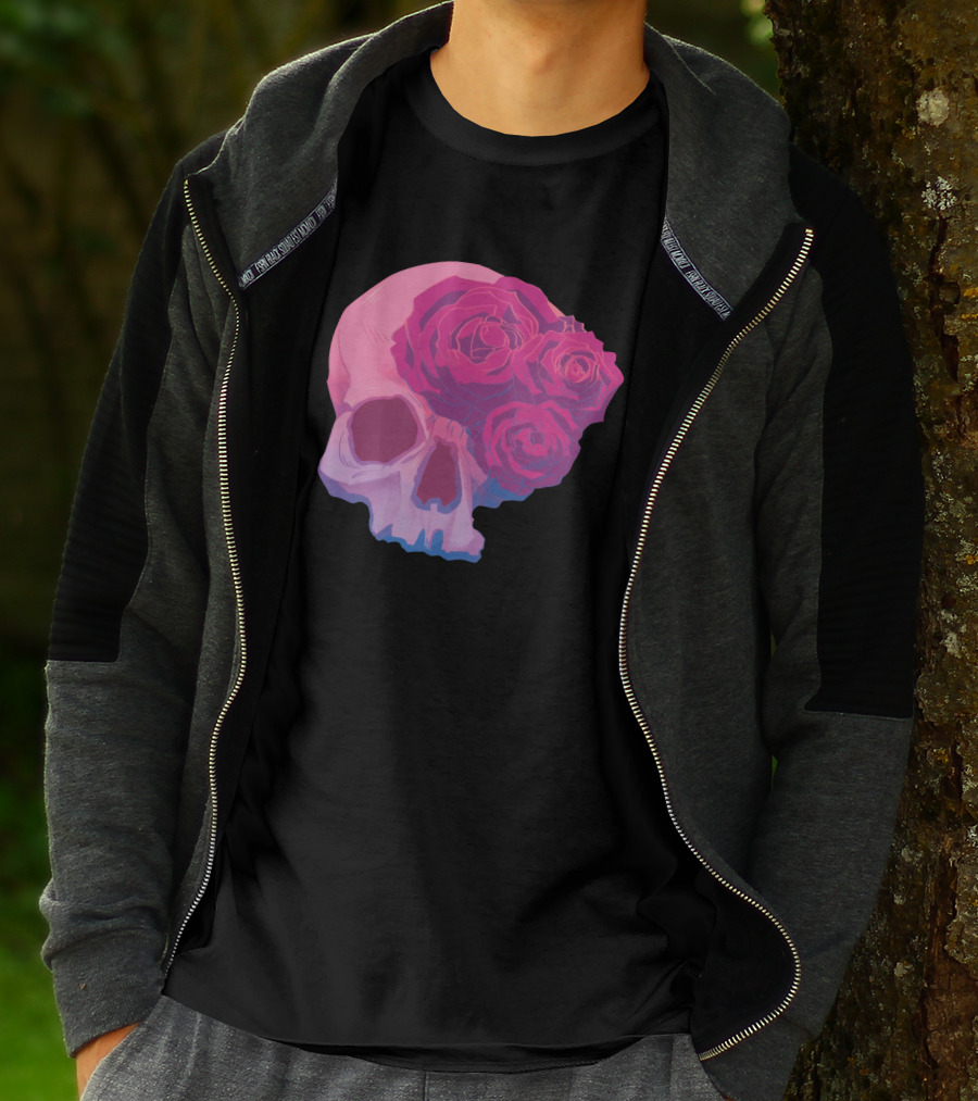 Taliesin Jaffe Pink Skull With Gothic Roses T-Shirt