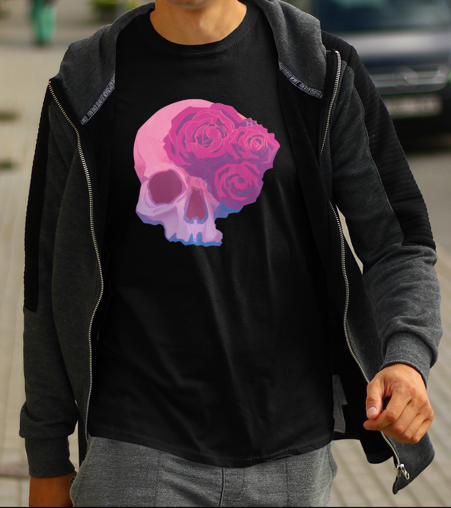 Taliesin Jaffe Pink Skull With Gothic Roses T-Shirt