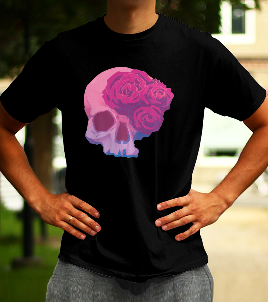 Taliesin Jaffe Pink Skull With Gothic Roses T-Shirt