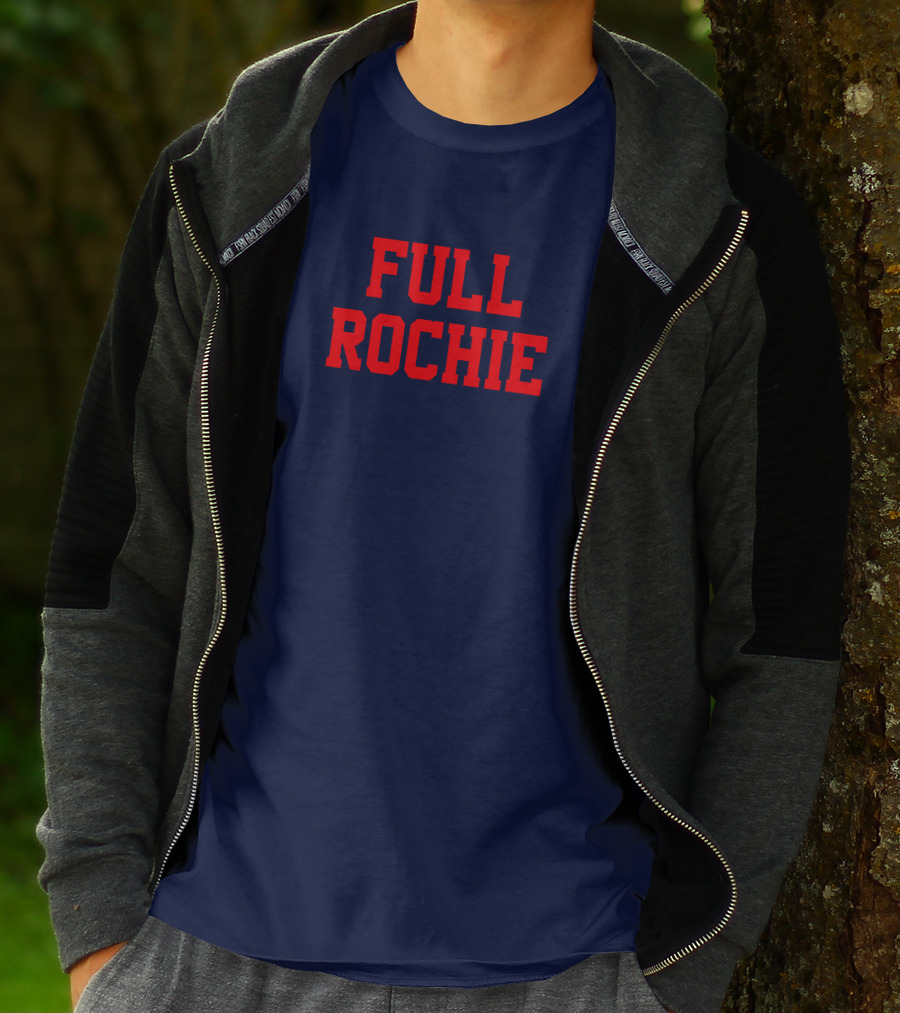 Dan Roche Full Rochie Bold Red Text On Dark Blue T-Shirt