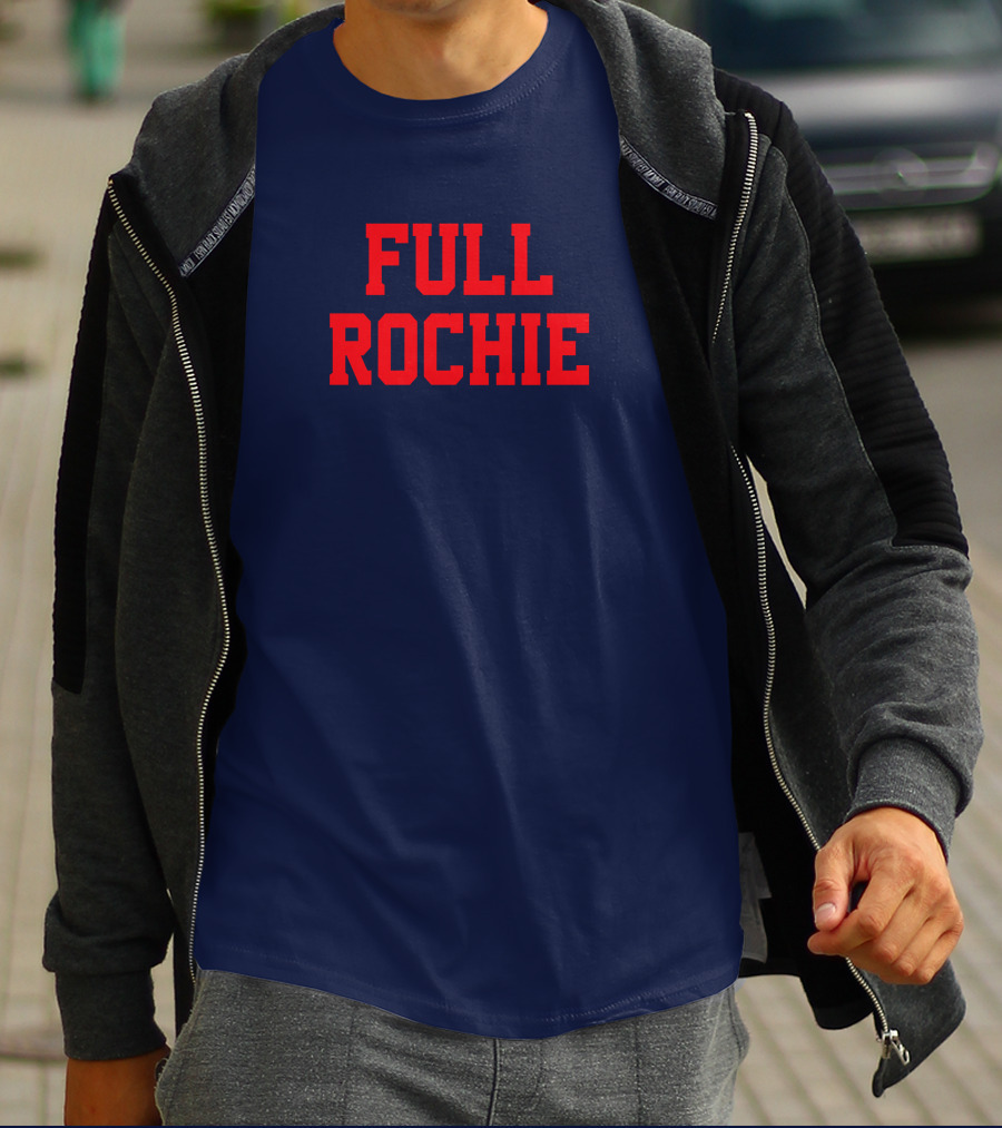 Dan Roche Full Rochie Bold Red Text On Dark Blue T-Shirt