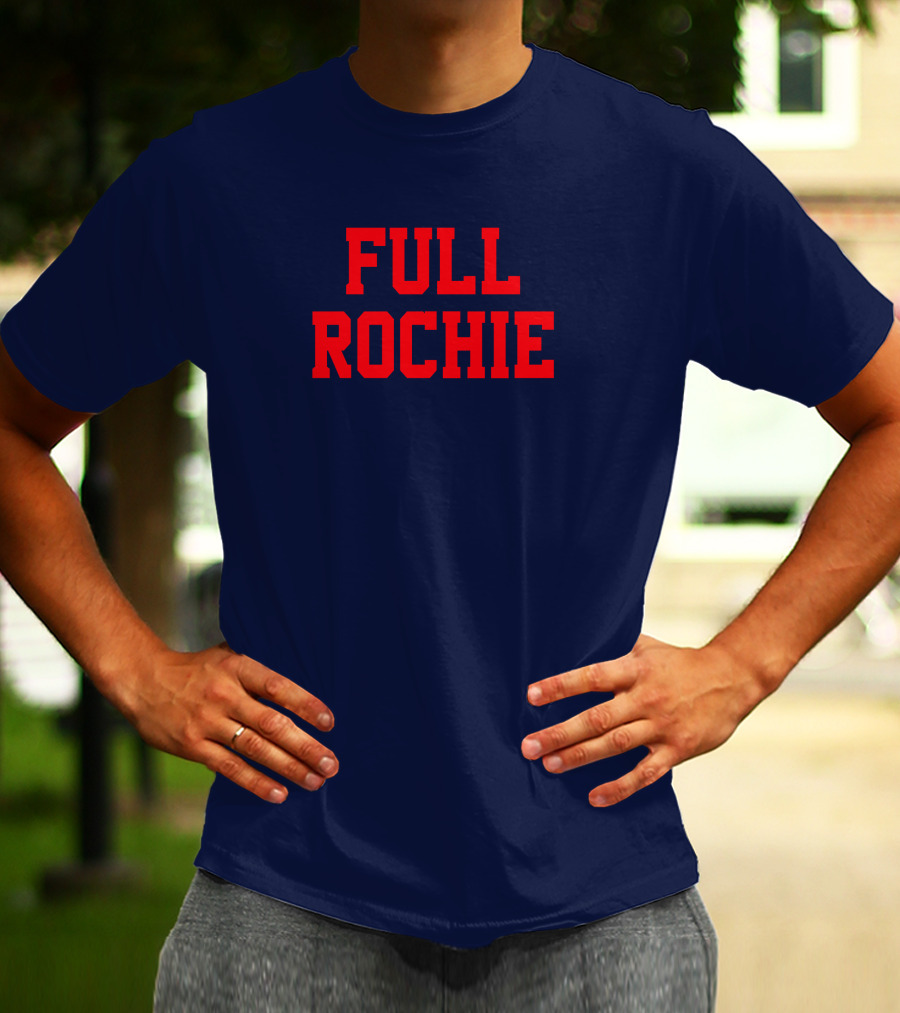 Dan Roche Full Rochie Bold Red Text On Dark Blue T-Shirt