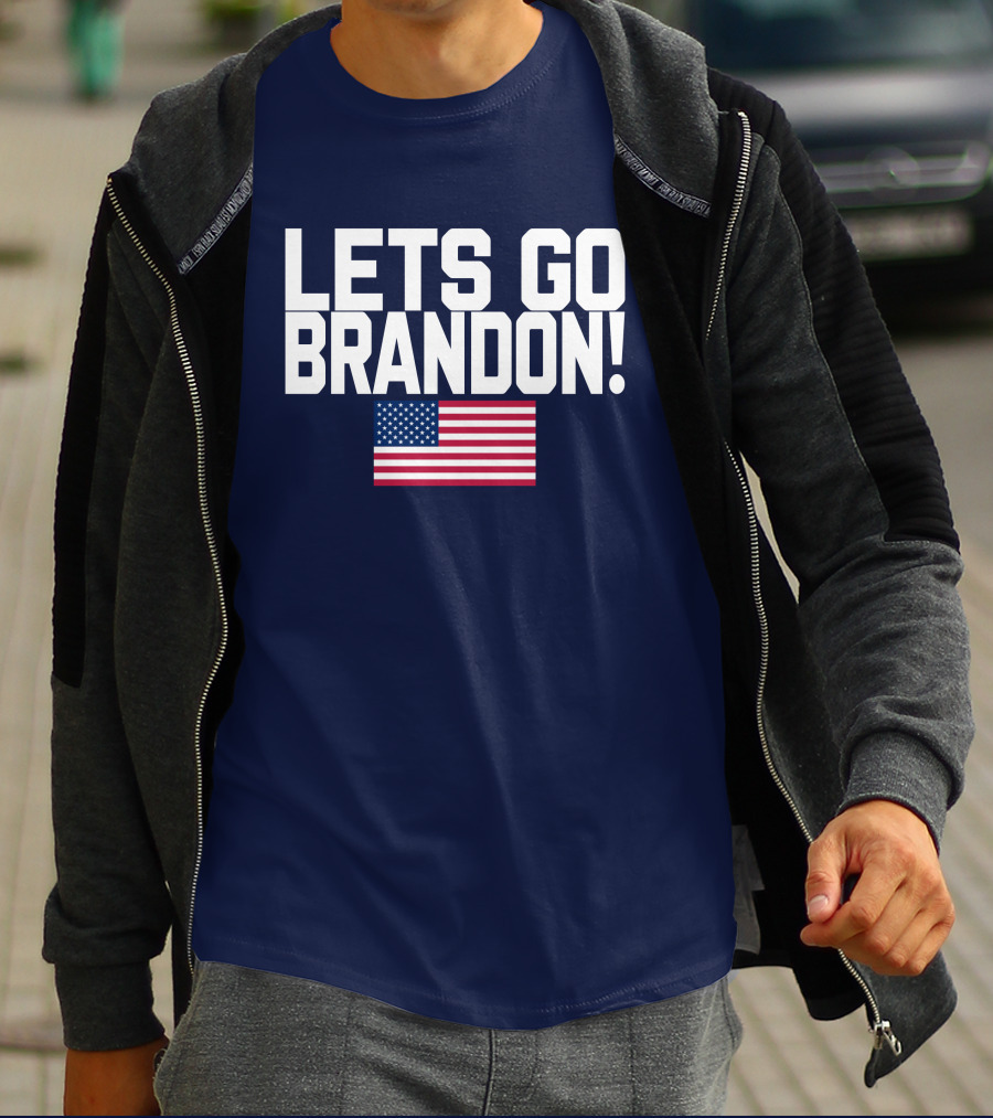Lets Go Brandon Marine Veteran American Flag T-Shirt