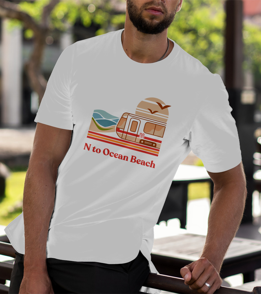 N To Ocean Beach San Francisco Tram Chris Arvin T-Shirt