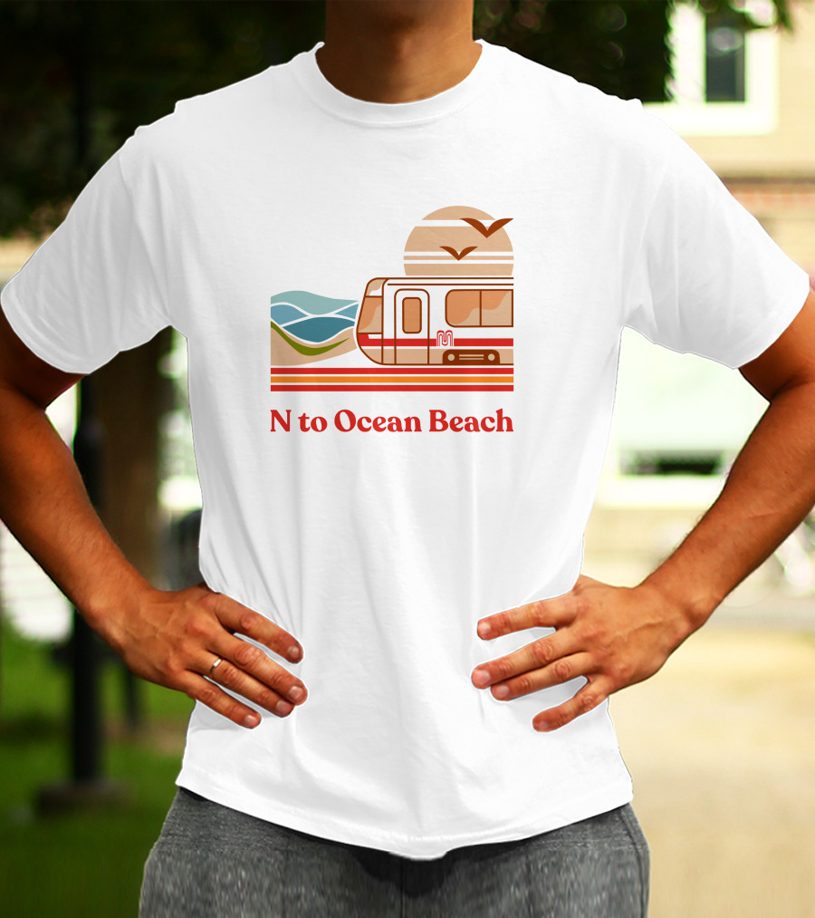 N To Ocean Beach San Francisco Tram Chris Arvin T-Shirt