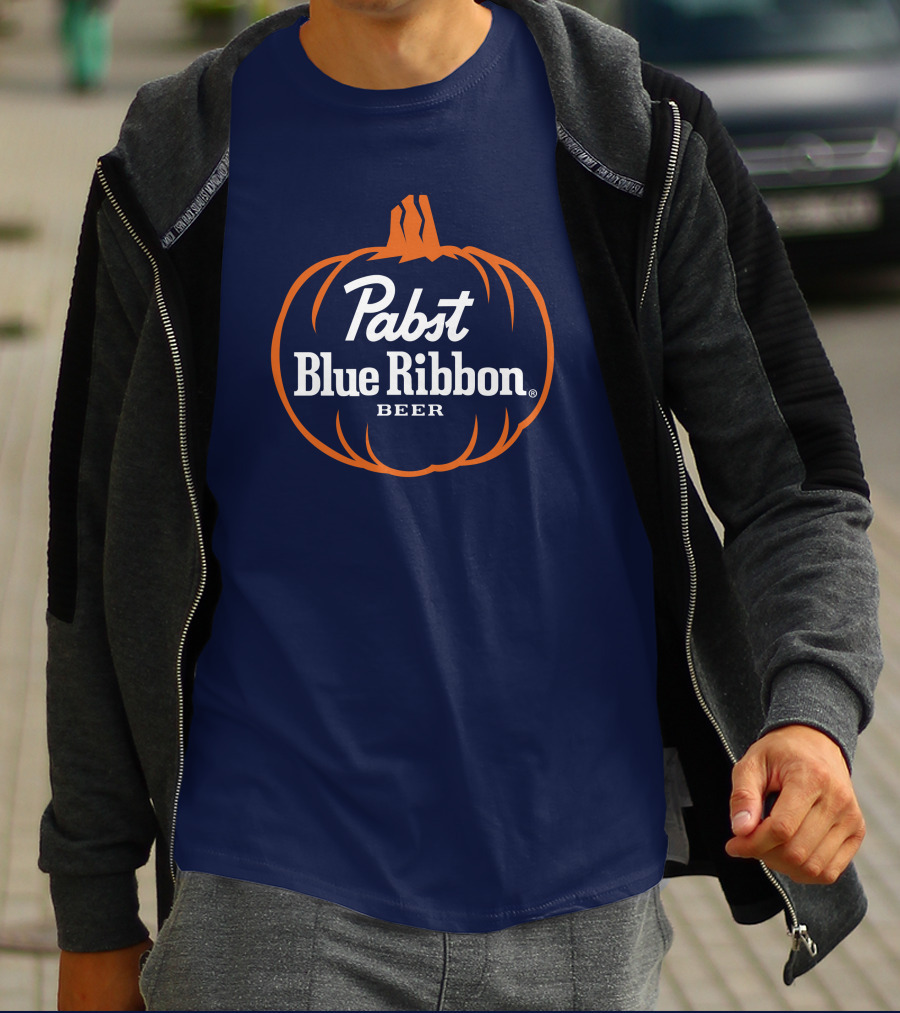 Pabst Blue Ribbon Beer Pumpkin Halloween T-Shirt