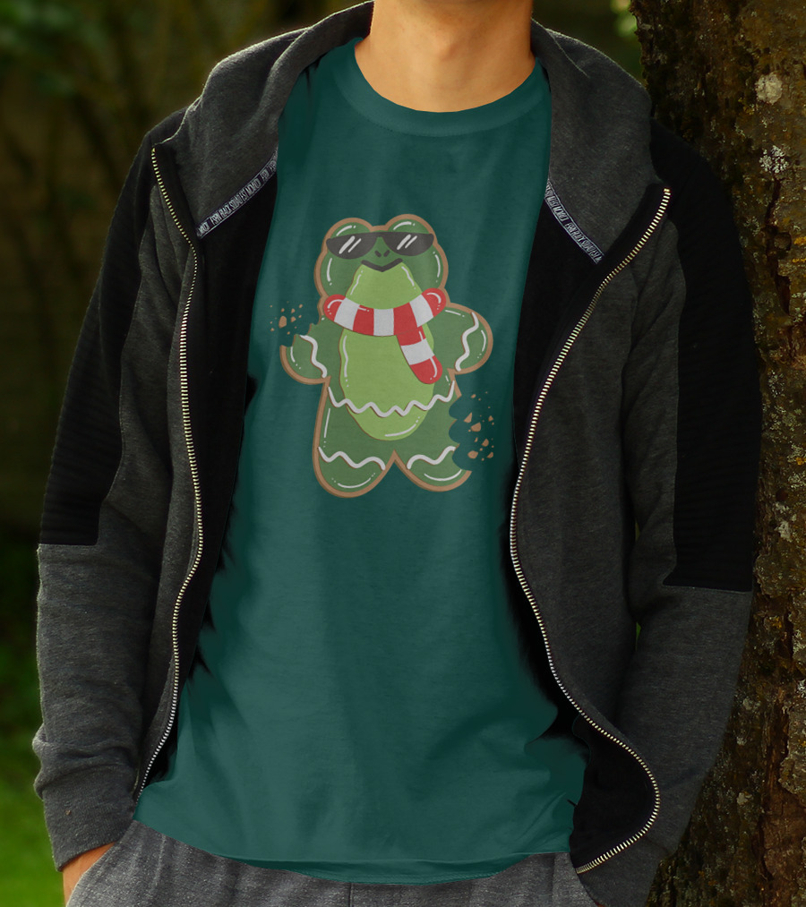 Boomerna Gingerfrog Cookie With Sunglasses And Scarf T-Shirt