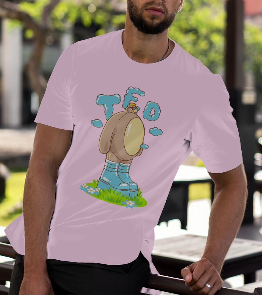 Eret Merch Ted Character With Crown And Boots Standing On Grass T-Shirt