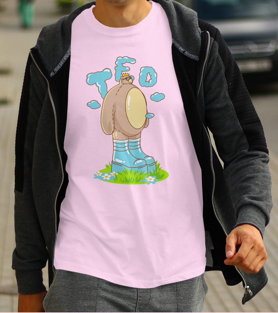 Eret Merch Ted Character With Crown And Boots Standing On Grass T-Shirt