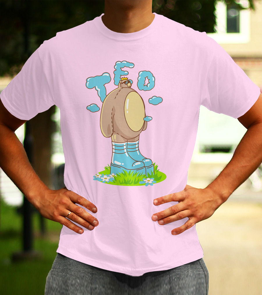 Eret Merch Ted Character With Crown And Boots Standing On Grass T-Shirt