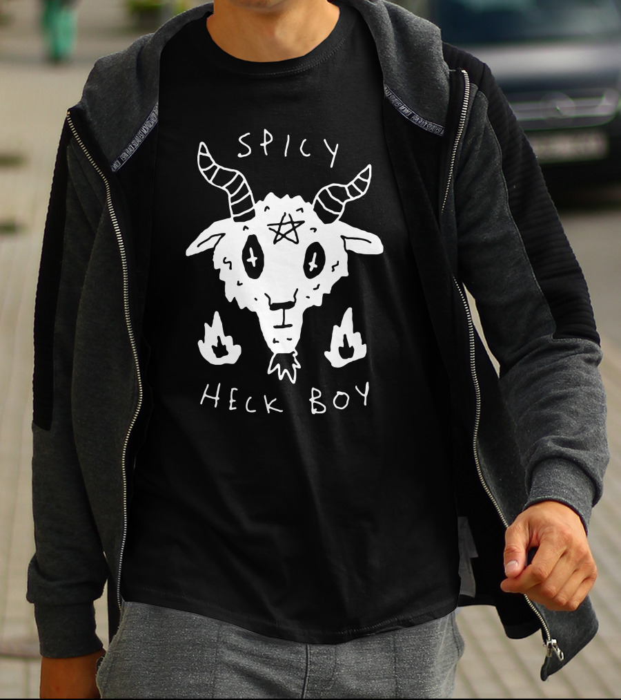 Spicy Heck Boy Goat With Pentagram And Flames T-Shirt