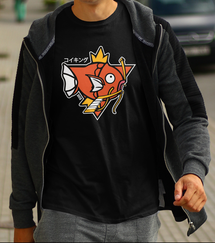 Magikarp King Fish Japanese Text Star Crown T-Shirt