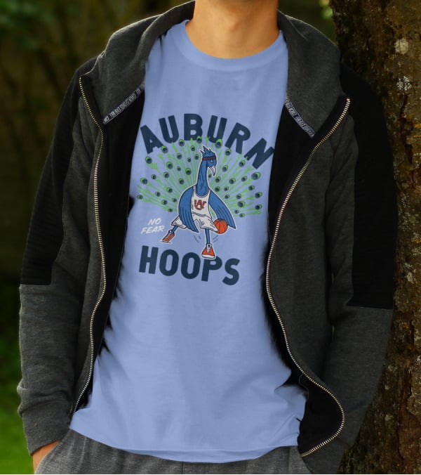 Auburn Hoops Peacock Basketball No Fear T-Shirt