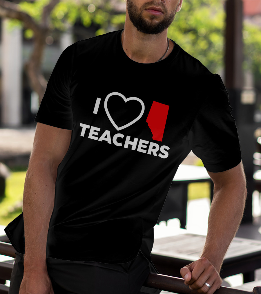 I Love Alberta Teachers Heart Red Map Krista Li T-Shirt
