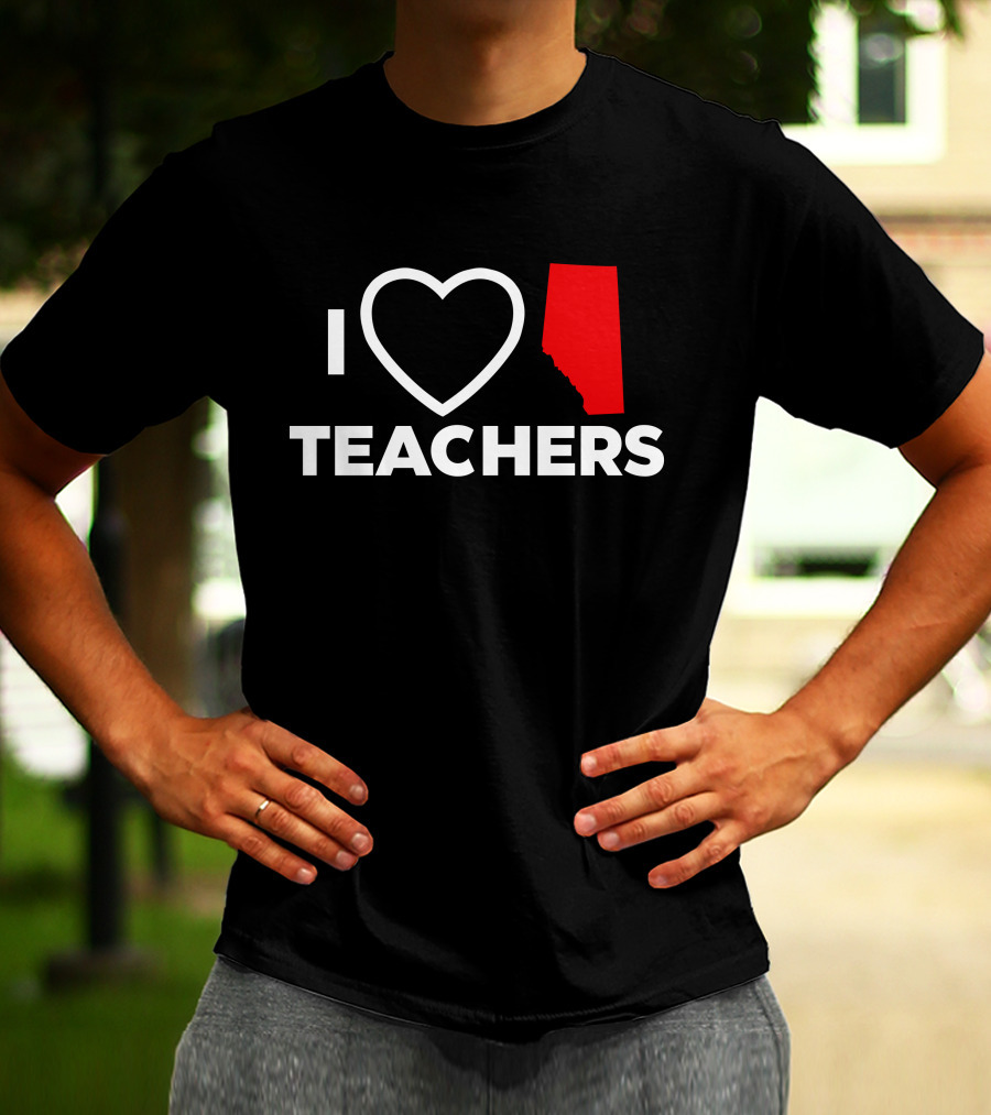I Love Alberta Teachers Heart Red Map Krista Li T-Shirt