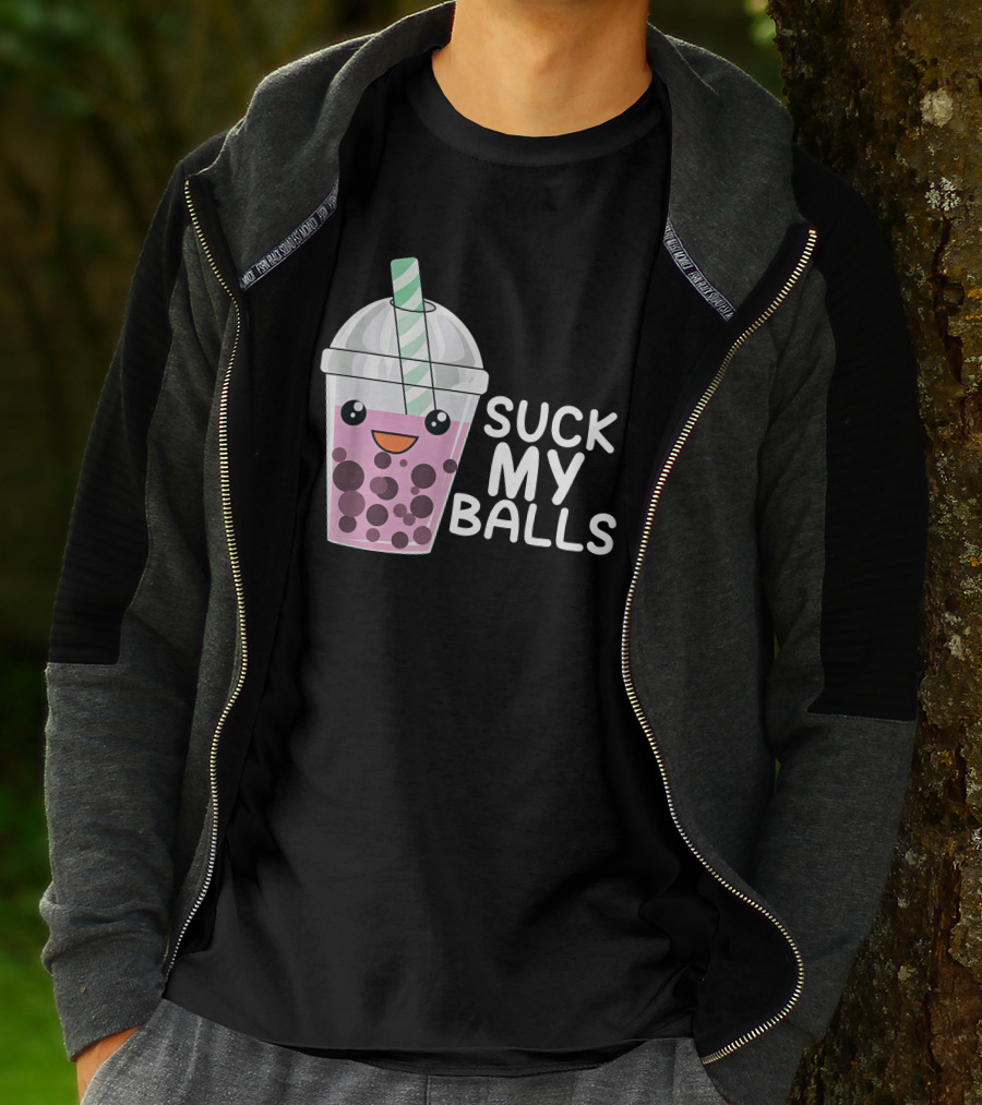 Suck My Balls Boba Tea Cute Cartoon T-Shirt