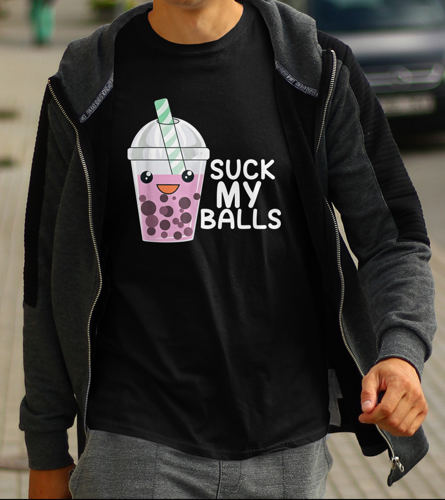 Suck My Balls Boba Tea Cute Cartoon T-Shirt