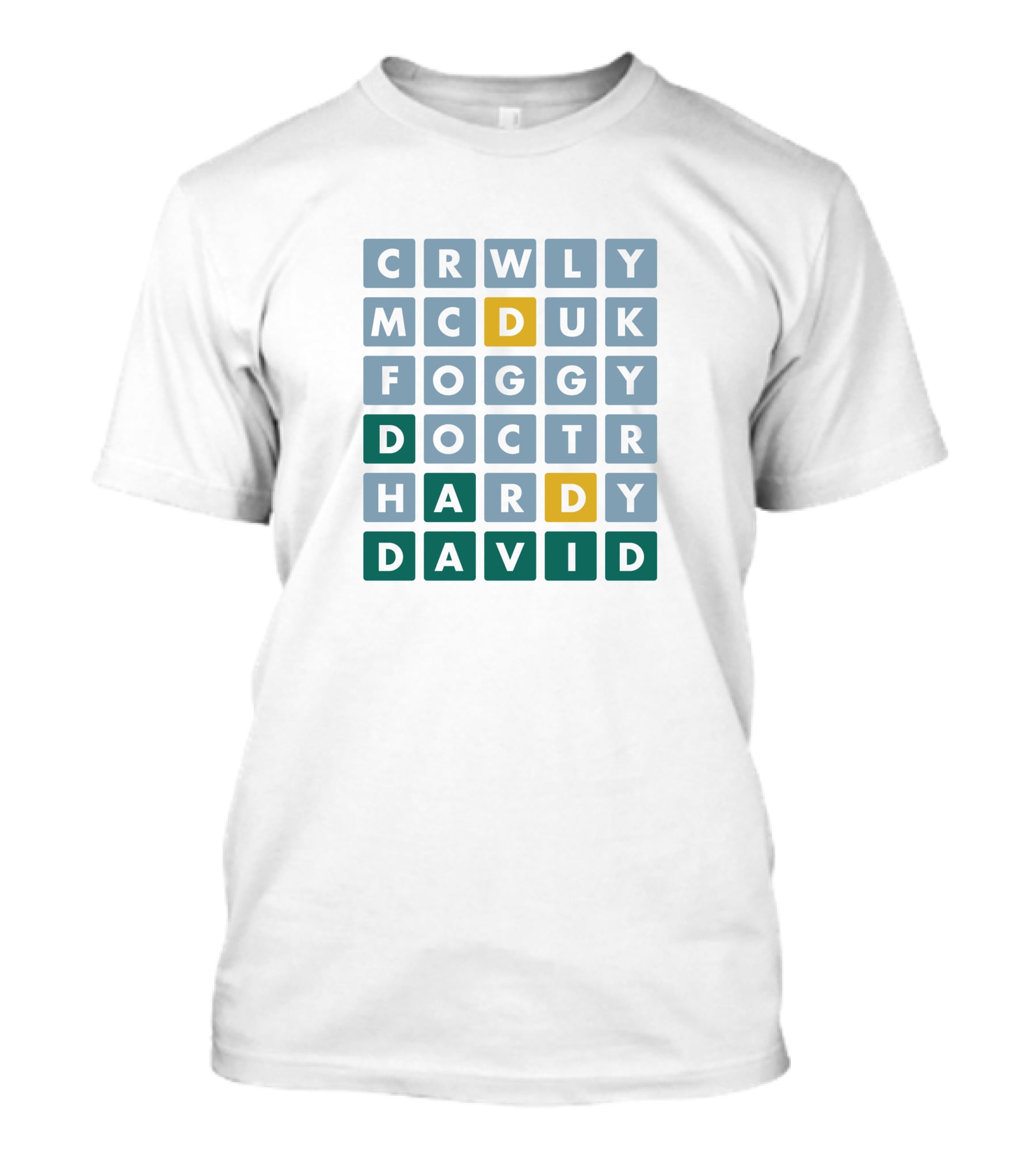 David Tennant Crossword Puzzle CRWLY MCDUK FOGGY DOCTR HARDY DAVID T-Shirt