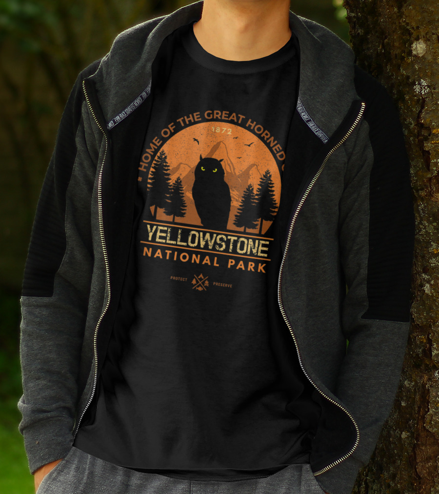 Home Of The Great Horned Owl Yellowstone National Park 1872 Protect Preserve T-Shirt