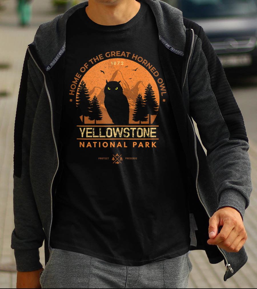 Home Of The Great Horned Owl Yellowstone National Park 1872 Protect Preserve T-Shirt