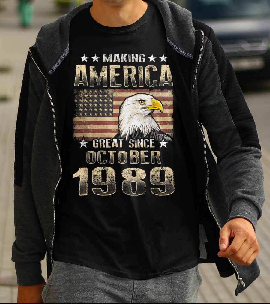 Making America Great Since October 1989 Eagle Flag Stars T-Shirt
