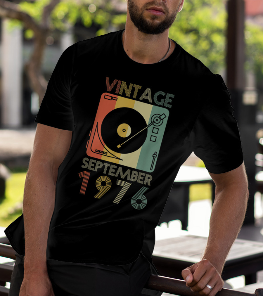 Vintage September 1976 Retro Record Player T-Shirt