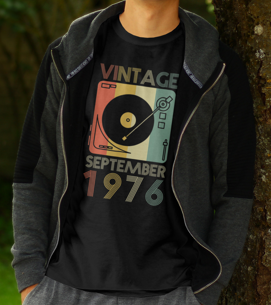 Vintage September 1976 Retro Record Player T-Shirt