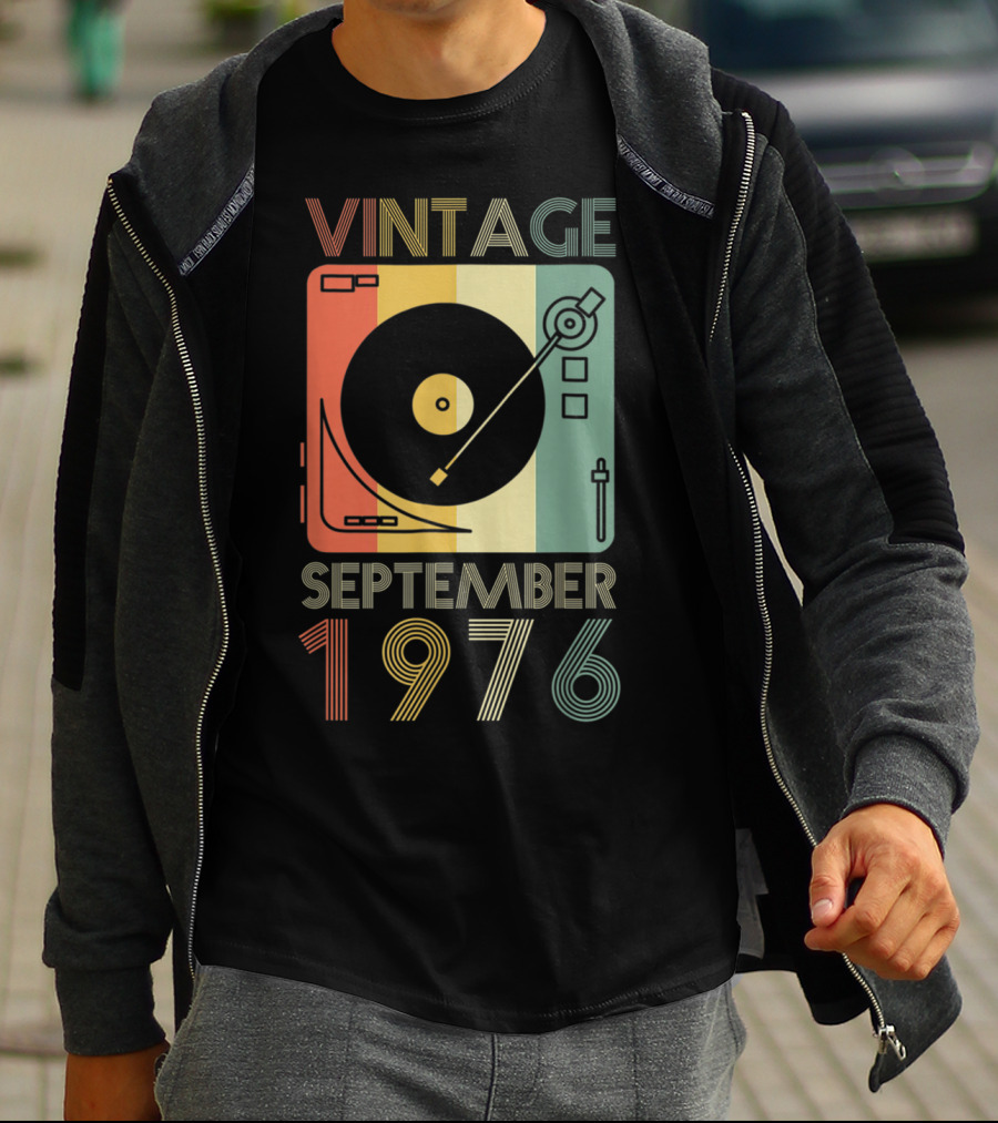 Vintage September 1976 Retro Record Player T-Shirt
