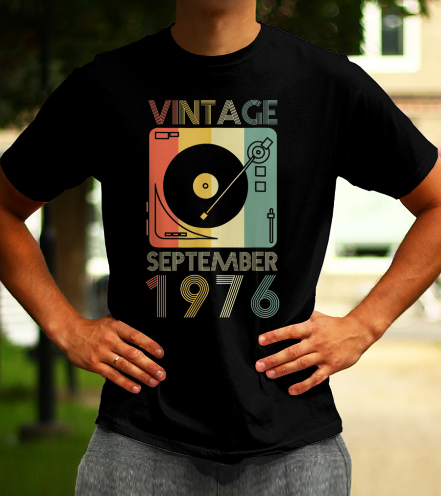 Vintage September 1976 Retro Record Player T-Shirt
