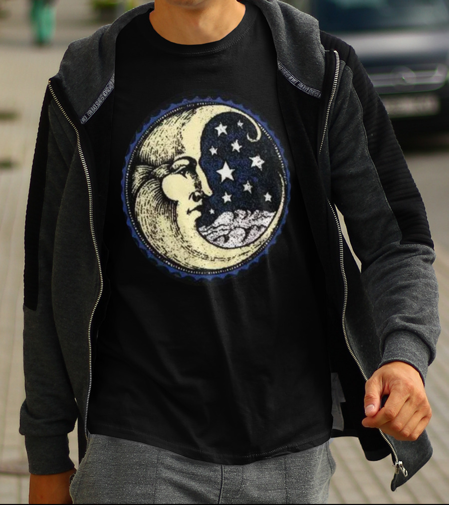 Vintage Celestial MoonMan With Stars And Face T-Shirt