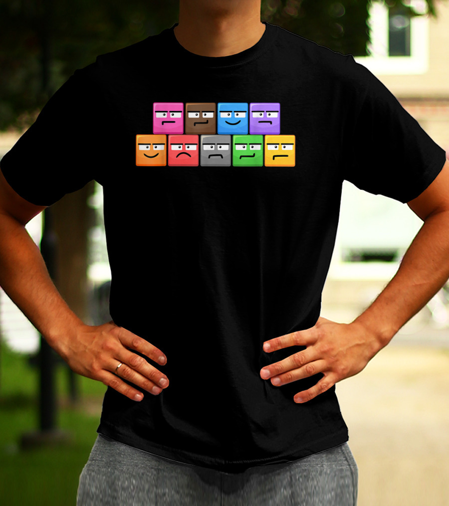 Cliffside Chaos Emoji Blocks Faces T-Shirt