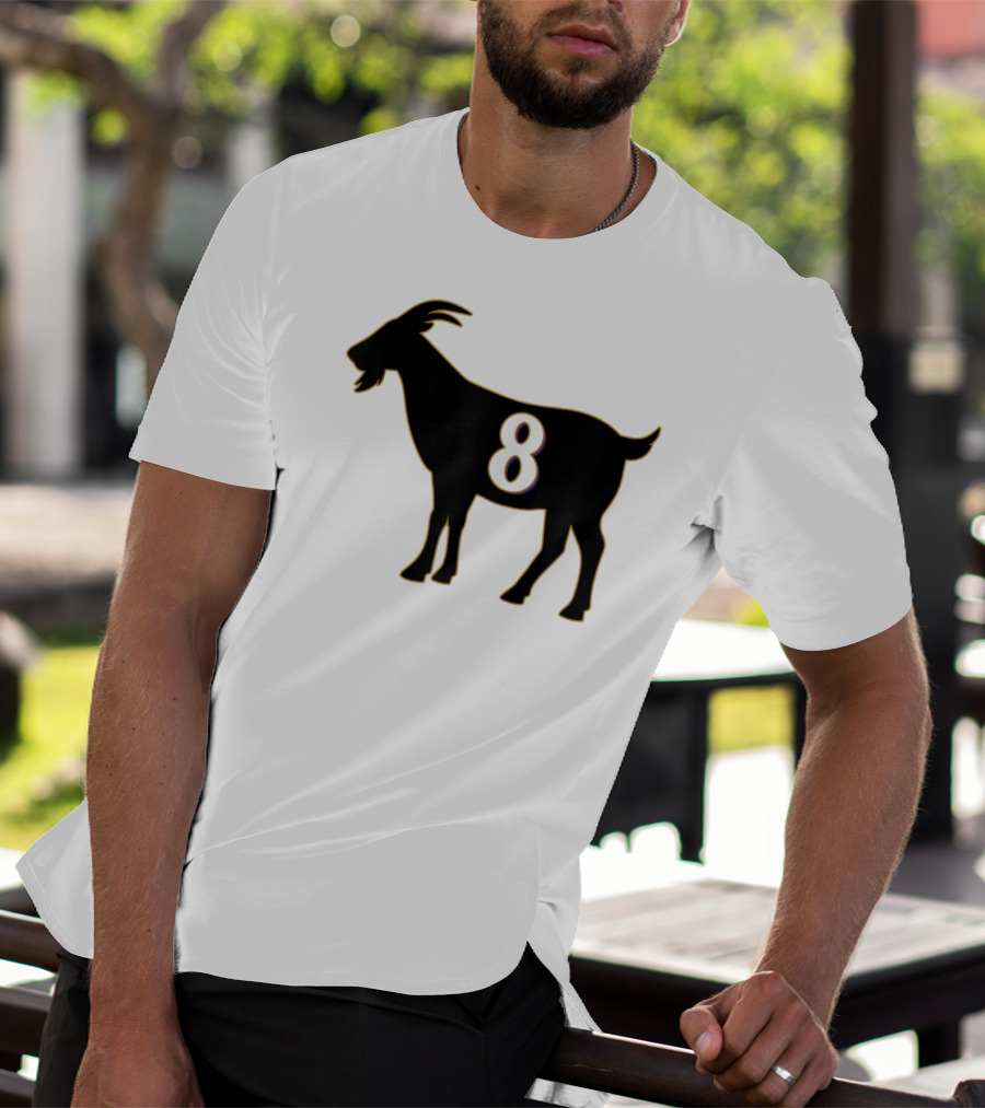 GOAT 8 Baltimore Football Maryland Raven Nation Black Goat Silhouette With Number 8 T-Shirt