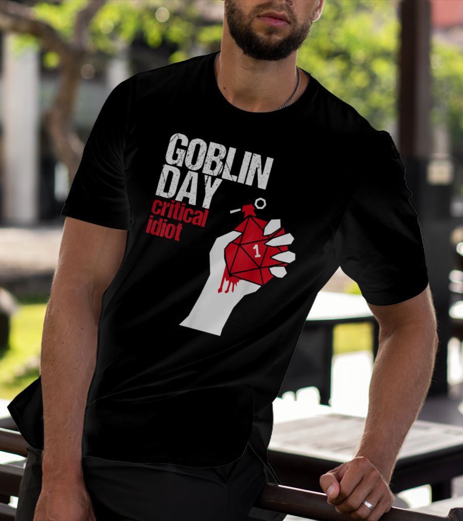 Goblin Day Critical Idiot Dice One Hand T-Shirt