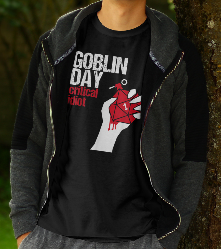 Goblin Day Critical Idiot Dice One Hand T-Shirt