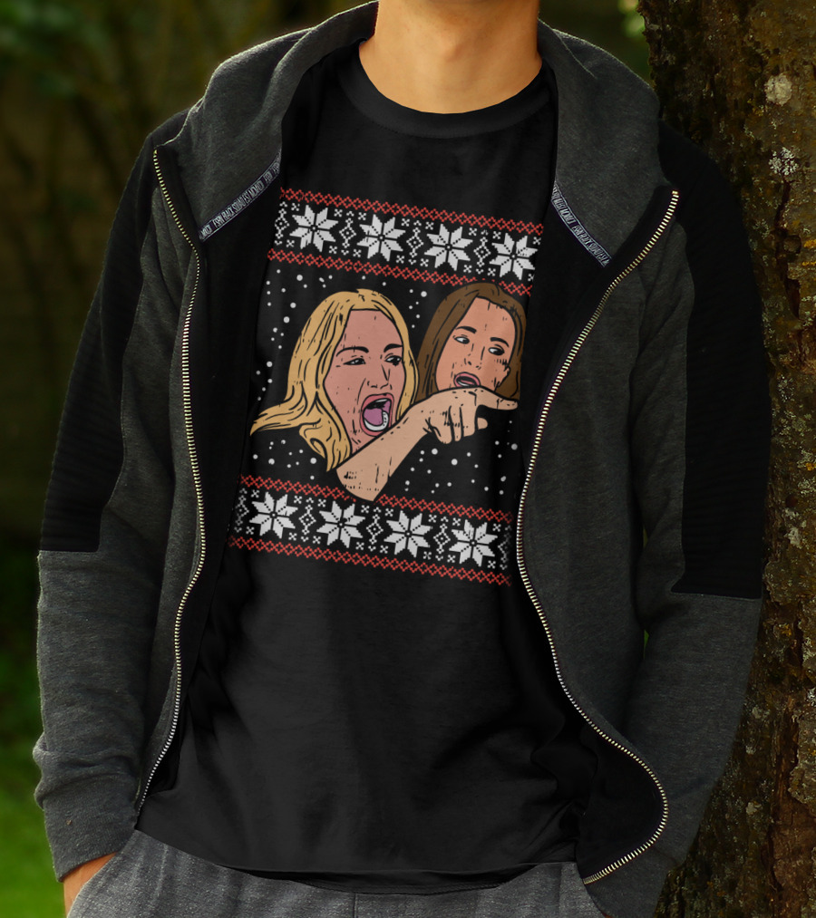 Angry Yelling Woman Meme Ugly Christmas T-Shirt