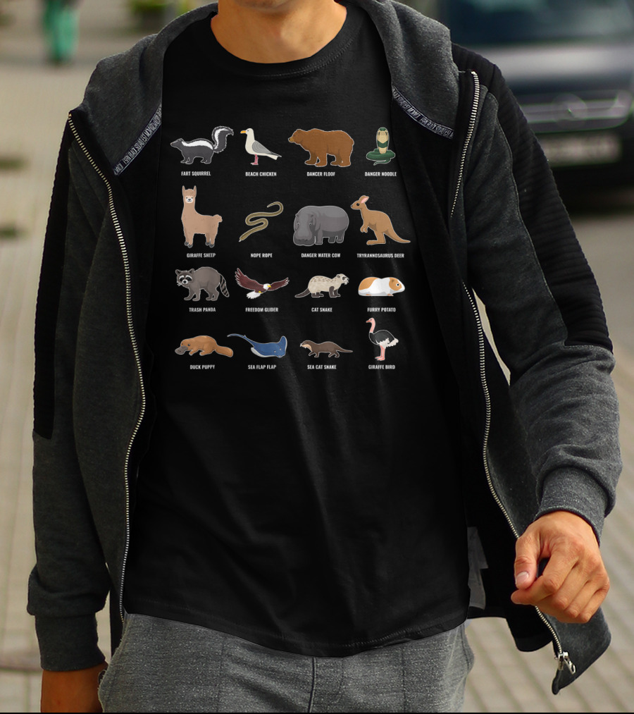 Fart Squirrel Beach Chicken Danger Noodle Giraffe Sheep Trash Panda Freedom Glider Tyrannosaurus Deer Duck Puppy Sea Flap Flap T-Shirt