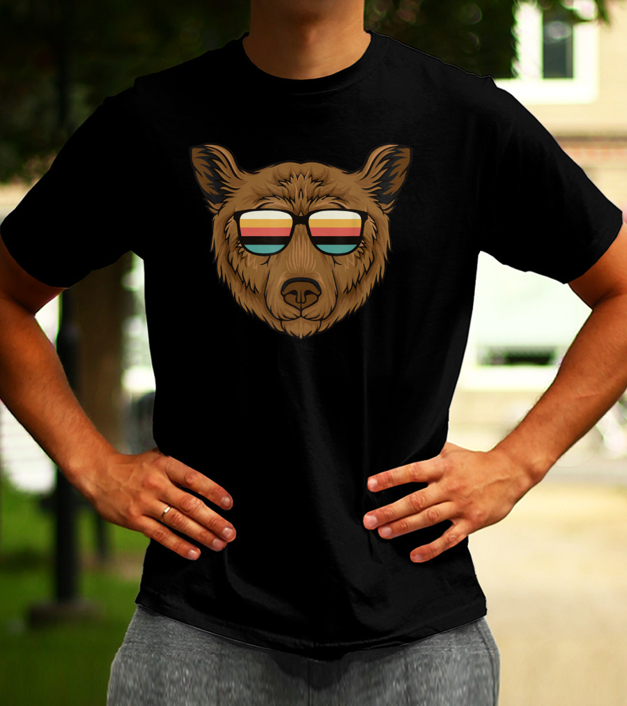 Bear Funny Retro Sunglasses B081PSDB68 T-Shirt