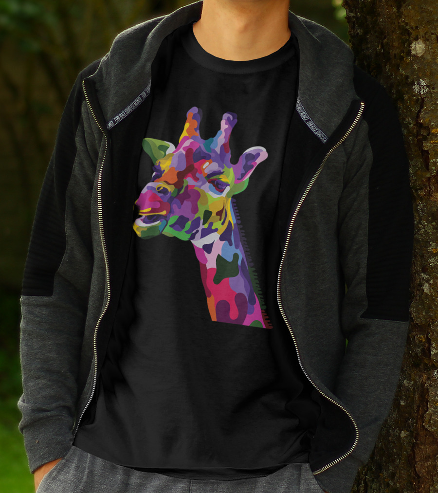 Giraffe Support Colorful Psychedelic T-Shirt