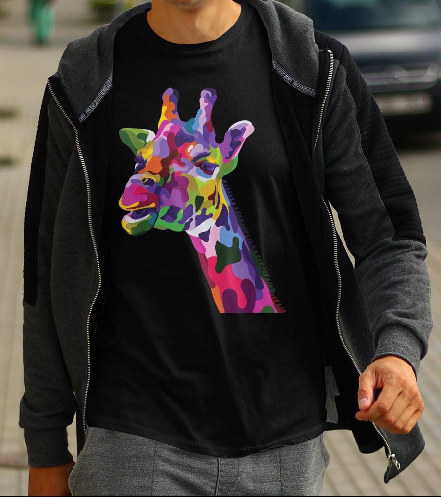 Giraffe Support Colorful Psychedelic T-Shirt
