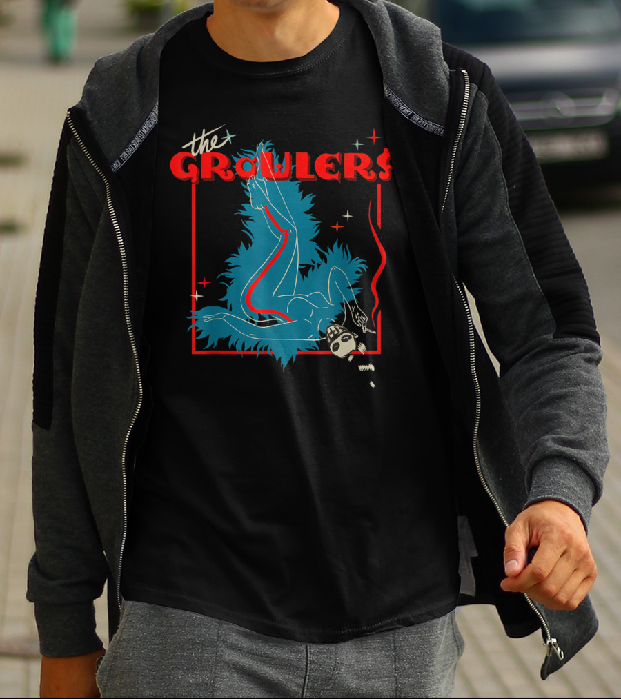 The Growlers Vintage Pop Music Art With Retro Figure And Star Accents T-Shirt