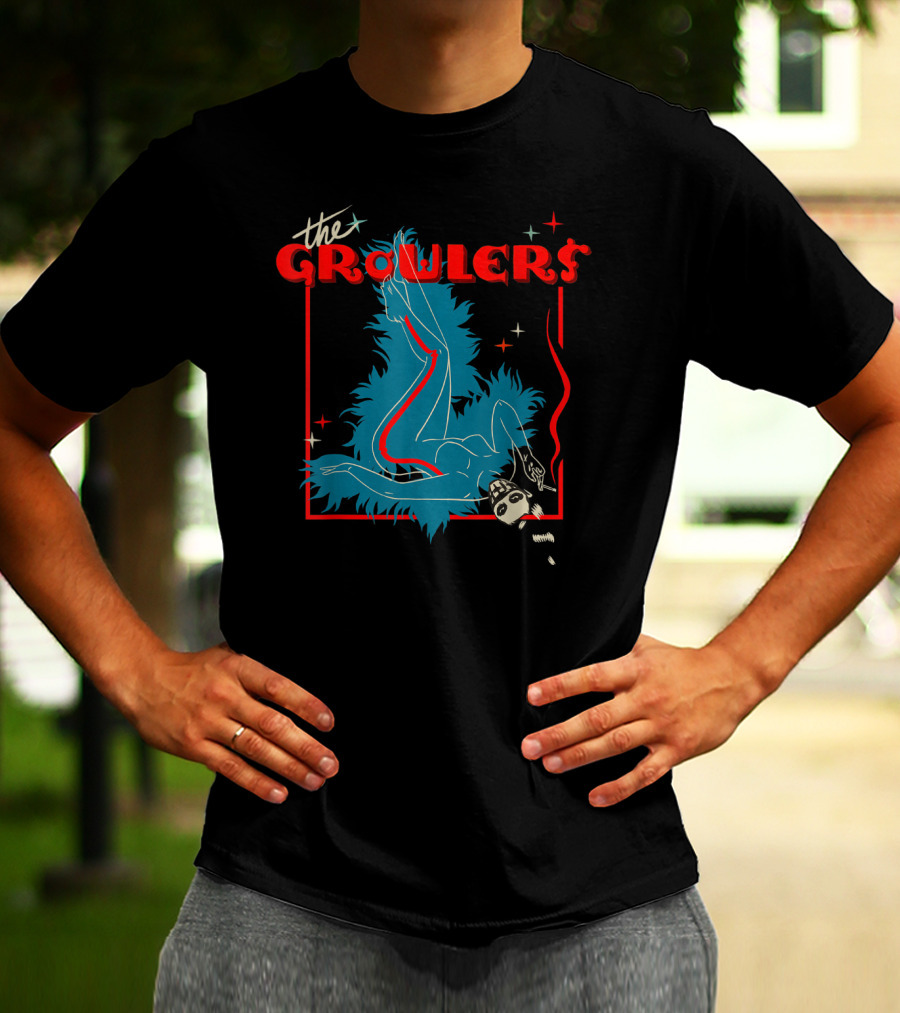 The Growlers Vintage Pop Music Art With Retro Figure And Star Accents T-Shirt