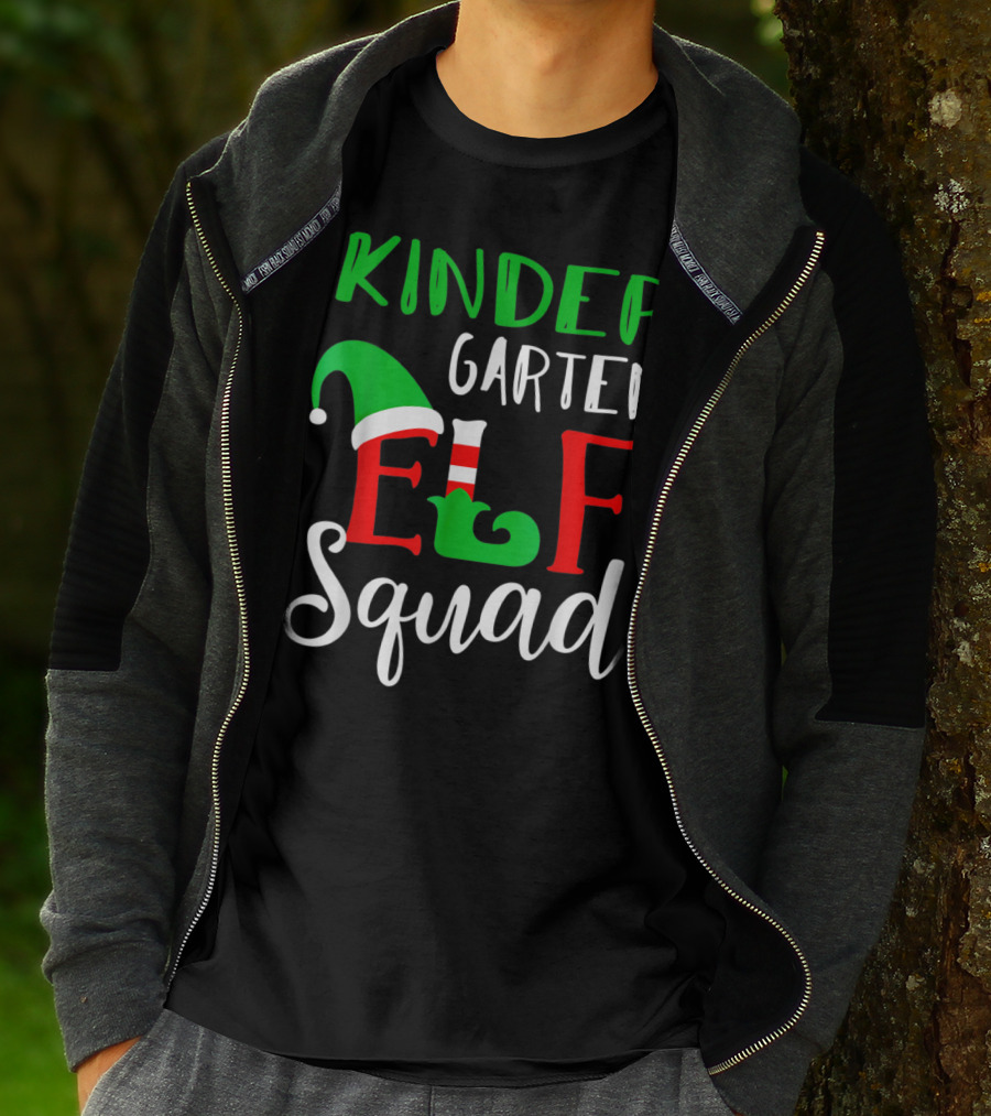 Kindergarten Elf Squad Christmas Teacher Festive Holiday T-Shirt