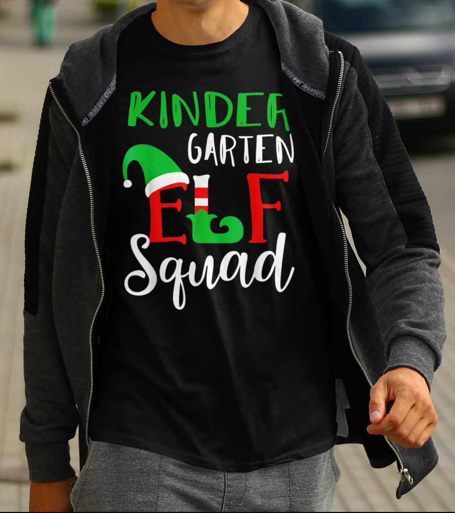 Kindergarten Elf Squad Christmas Teacher Festive Holiday T-Shirt